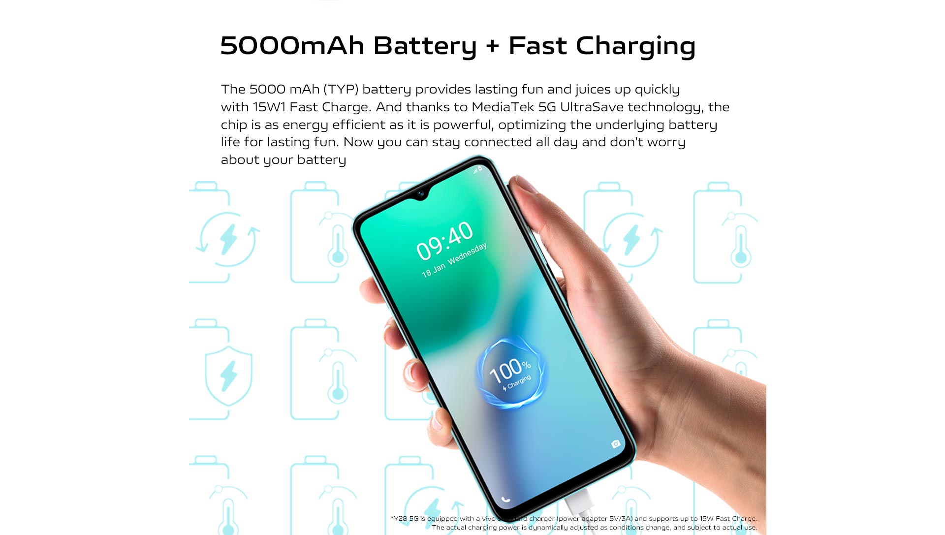 5000 mAH Battery + Fast Charging
