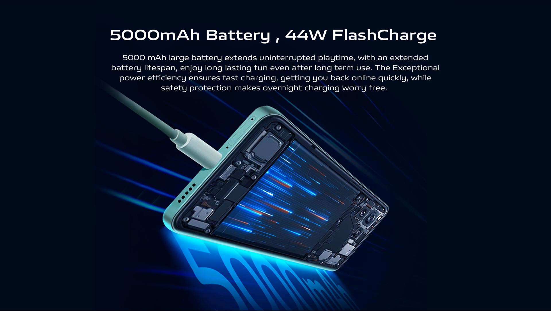 5000 mAh Battery , 44W FlashCharge