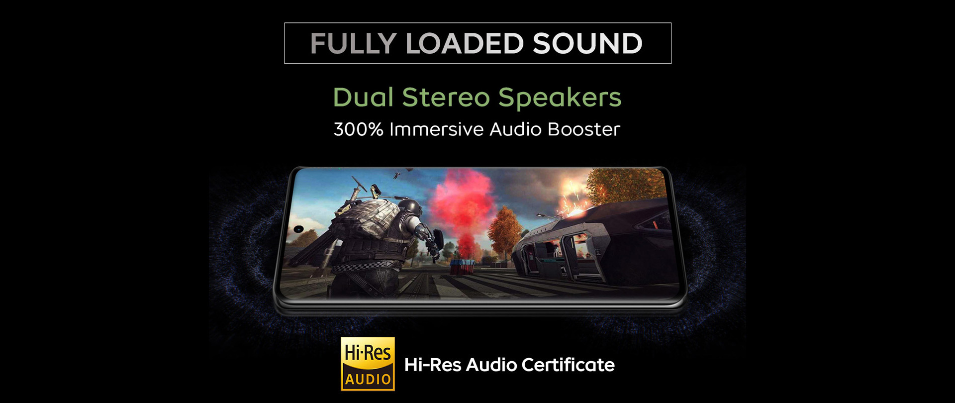 FULLY LOADED SOUND Dual Stereo Speakers 300% Immersive Audio Booster