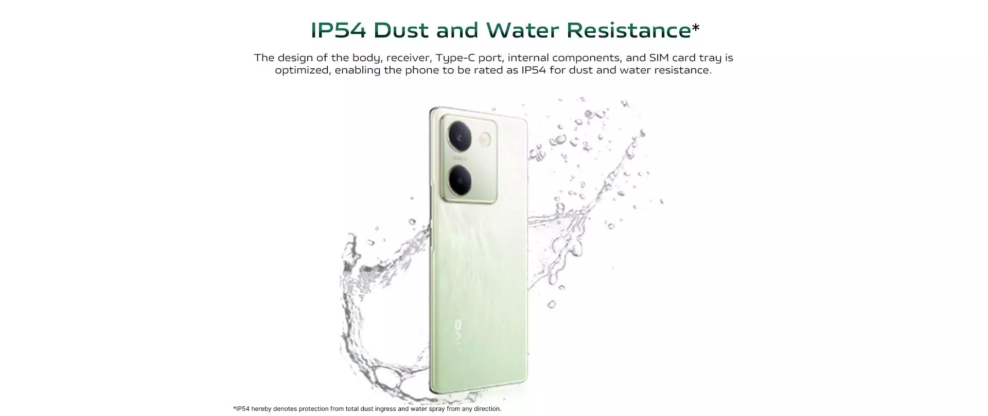 IP54 Dust and Water Resistance*