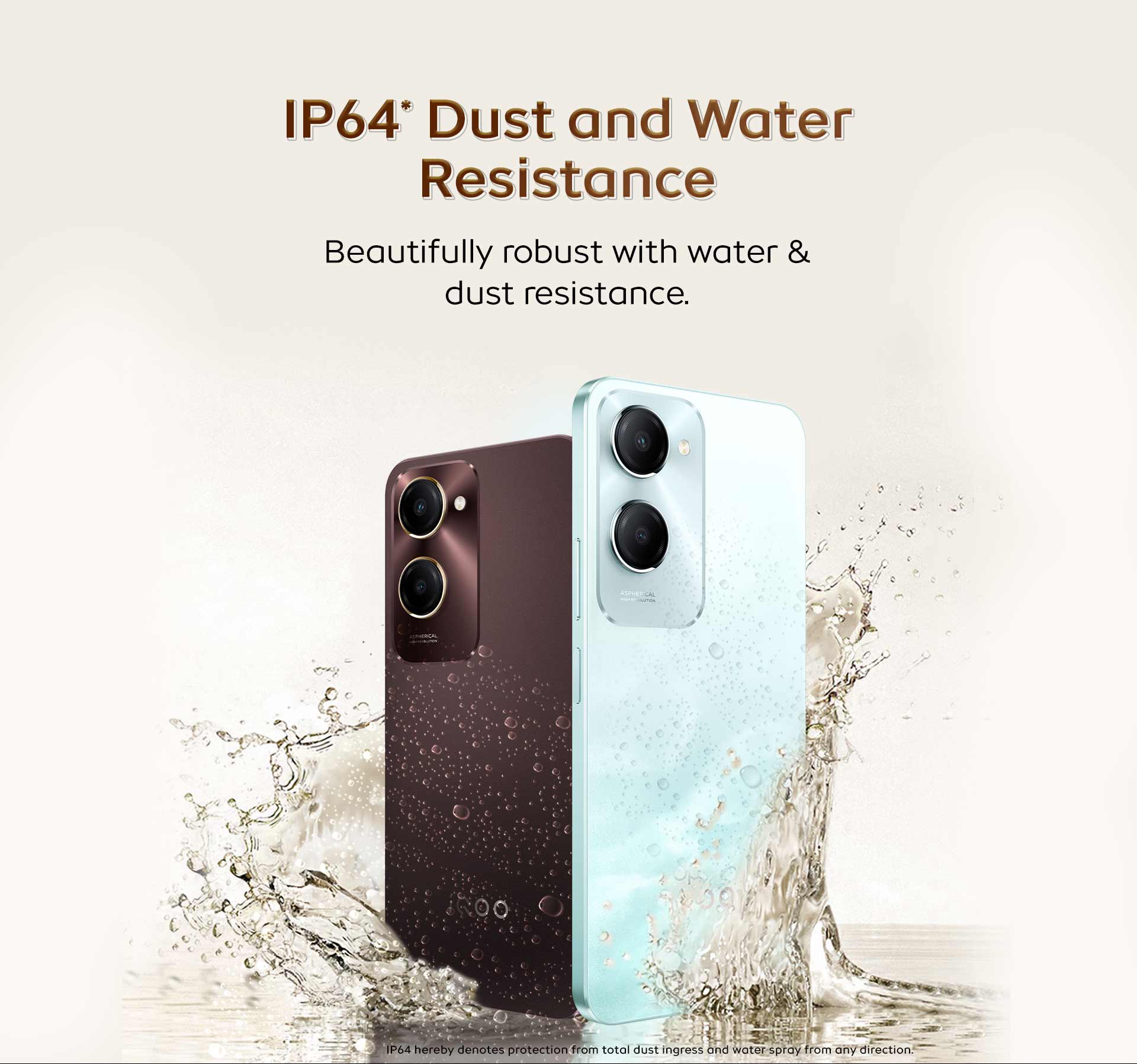 IP64@ Dust and Water Resistance