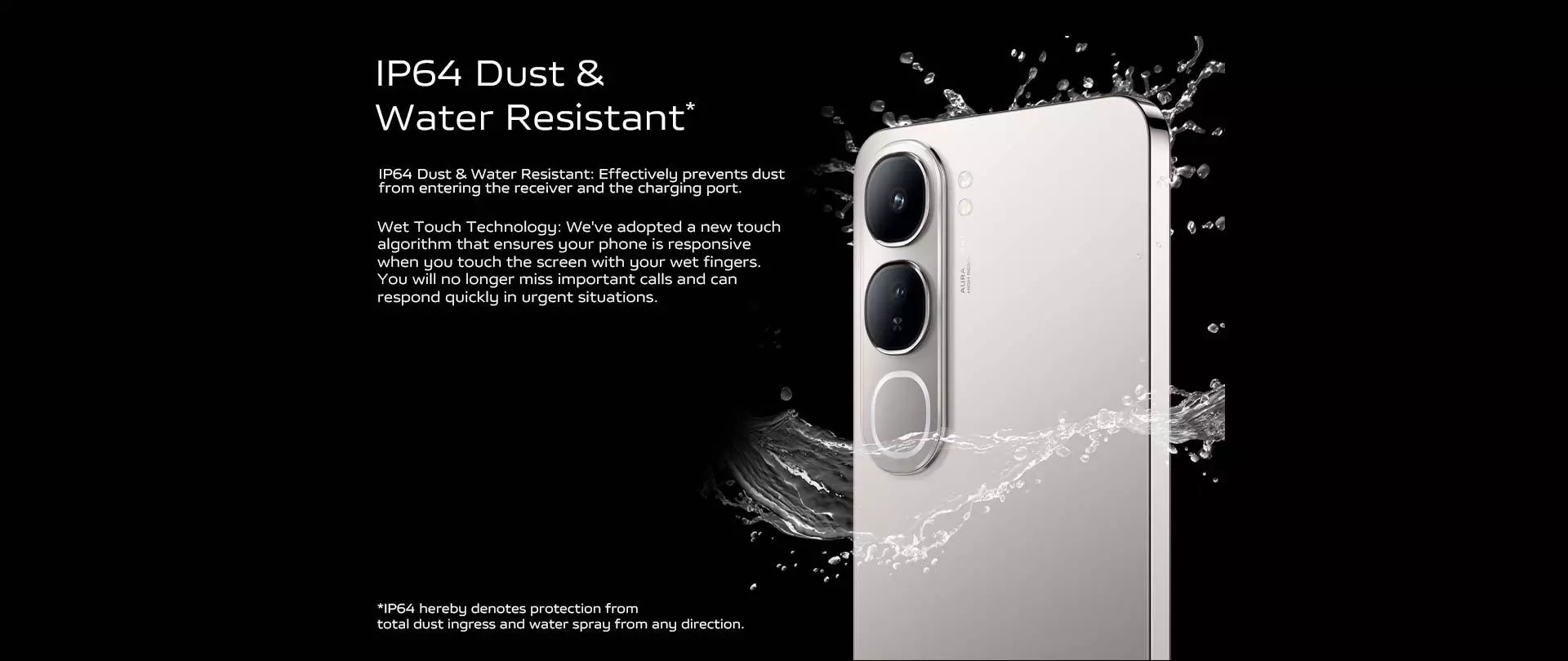 IP64 Dust & Water Resistant*