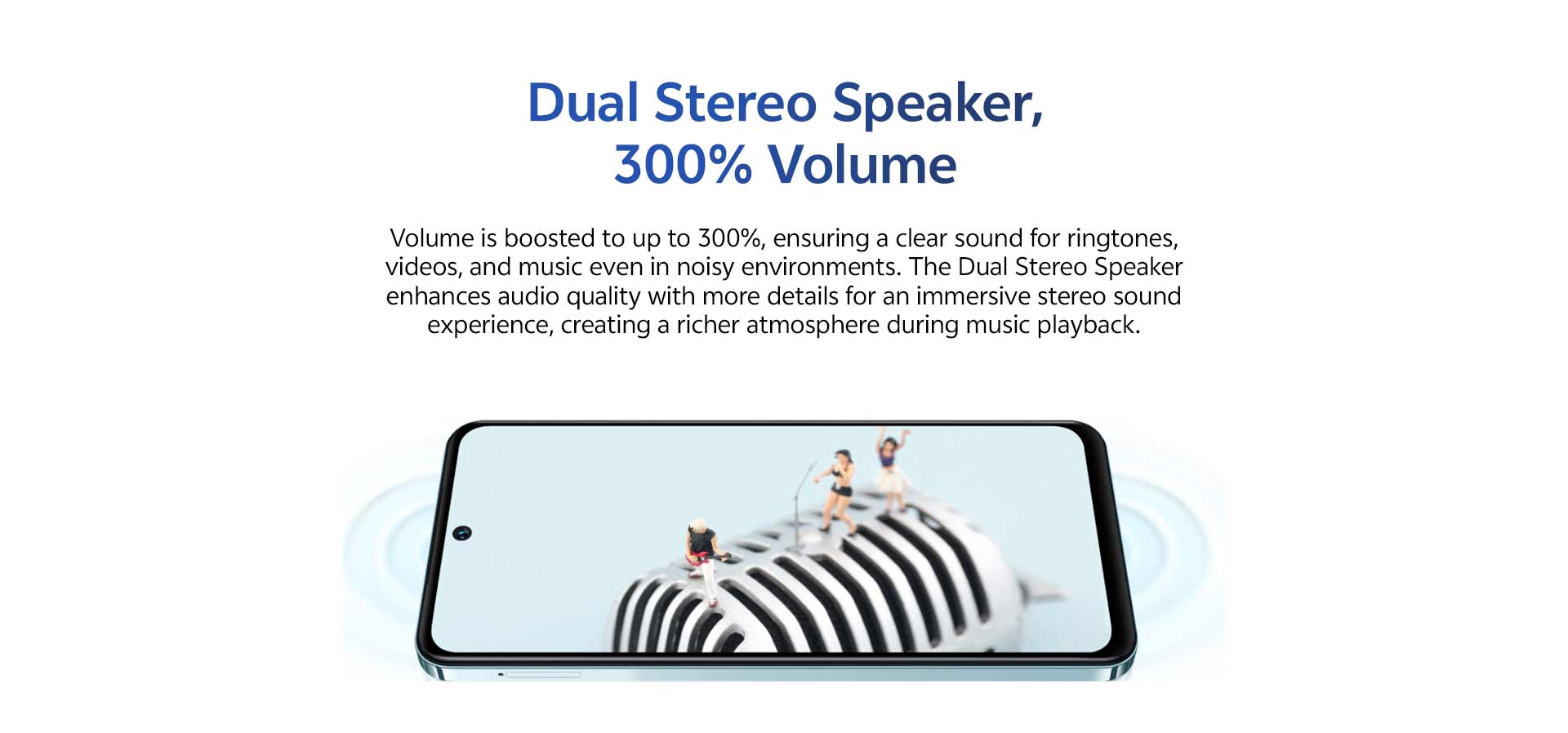 Dual Stereo Speaker, 300% Volume