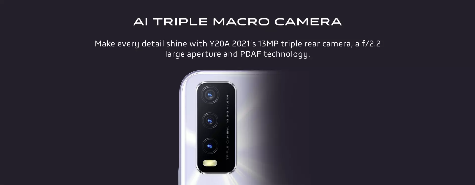 Cụm 3 camera AI trên mặt lưng Vivo Y20A 2021